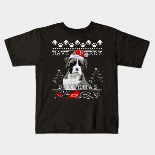 Brindle Boxer Dog Sweater for the Holidays Kids T-Shirt